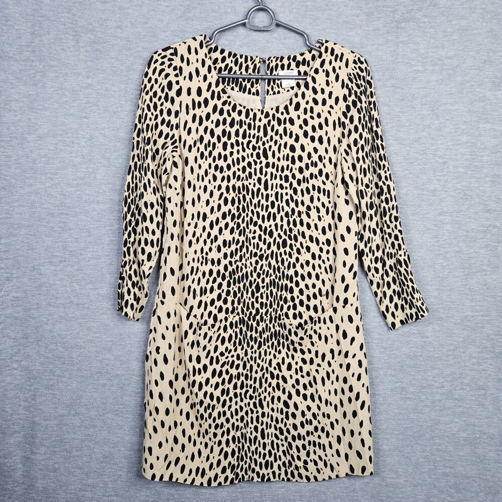 J.Crew Women's Cheetah Leopard Printed Long Sleeve Dress Size 0
